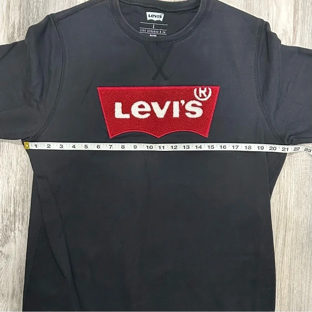 Levi’s Men's Black Crew Neck Cotton Blend Sweatshirt Long Sleeve Logo Size L
